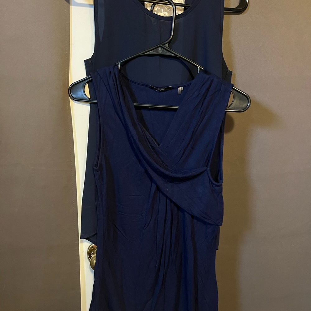 Elegant Navy Blue Sleeveless Tops